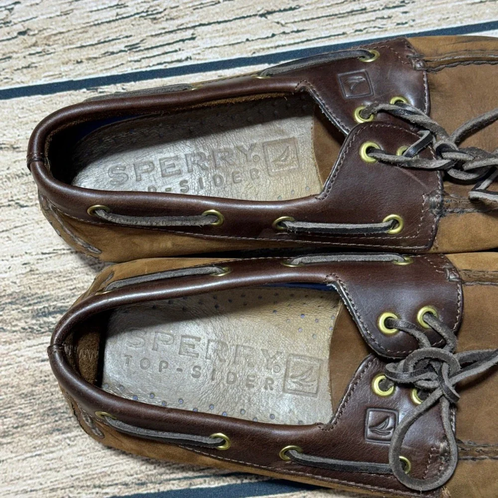 Sperry Boat Shoes Mens 8.5 Brown Buck Leather Suede 2 Eye 0195412